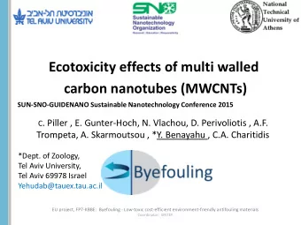 Ecotoxicity effects of multi walled  carbon nanotubes (MWCNTs)  SUN-SNO-GUIDENANO Sustainable