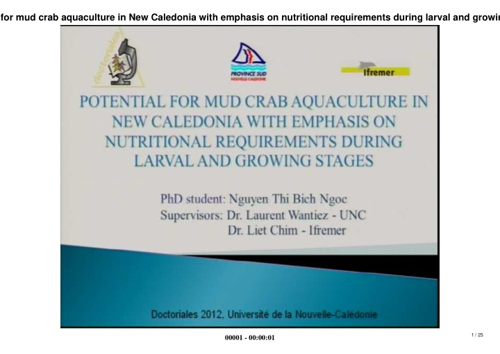 potential for mud crab aquaculture in new caledonia with