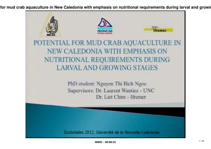 potential for mud crab aquaculture in new caledonia with