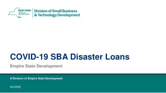 COVID-19 SBA Disaster Loans  Empire State Development A Division of Empire State Development