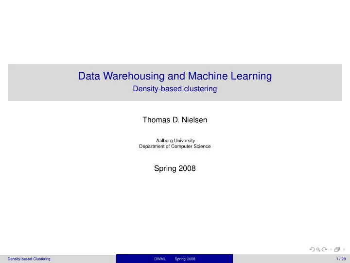 data warehousing and machine learning