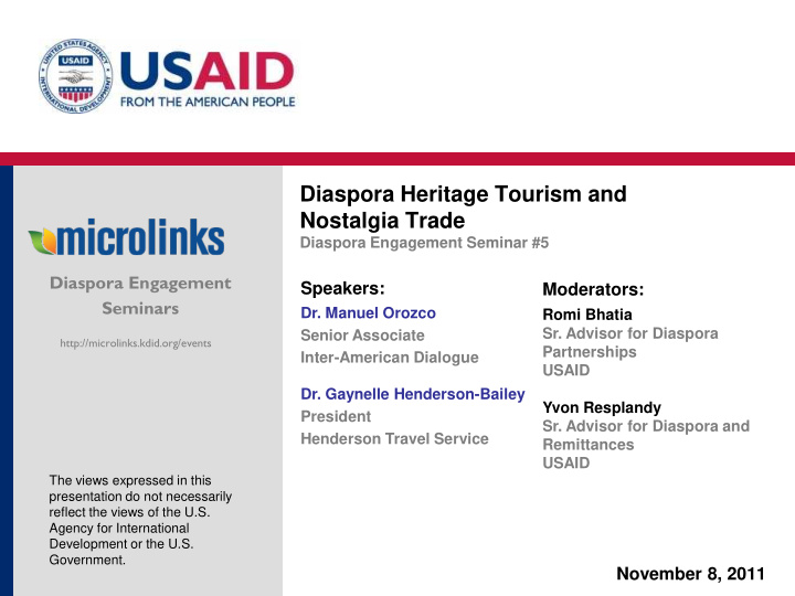 diaspora heritage tourism and nostalgia trade