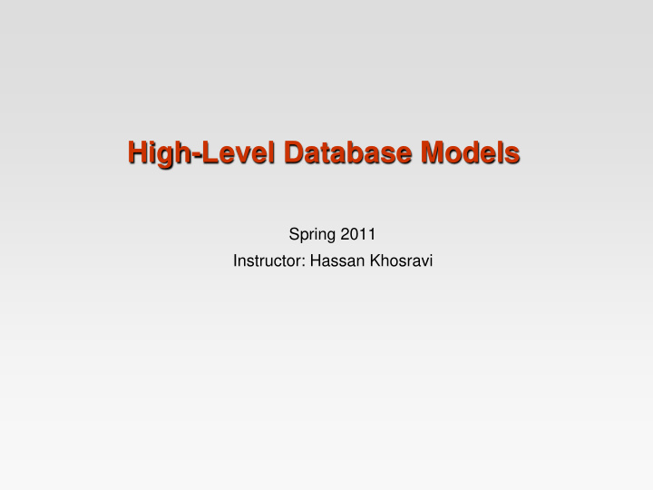 high level database models