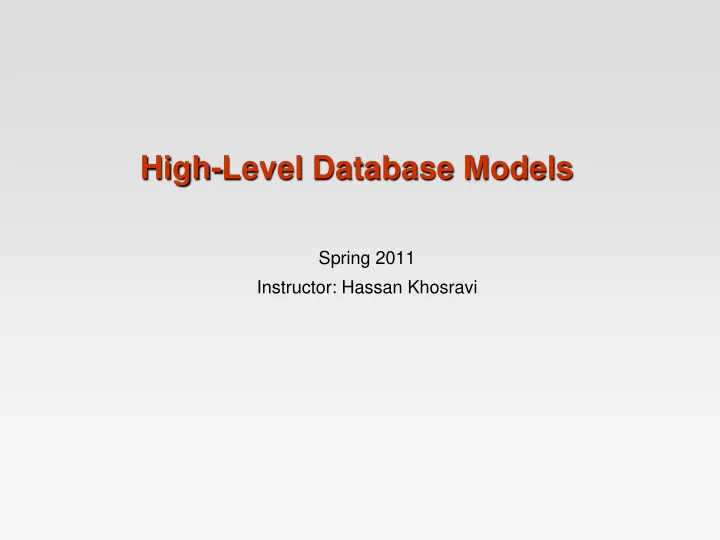 high level database models
