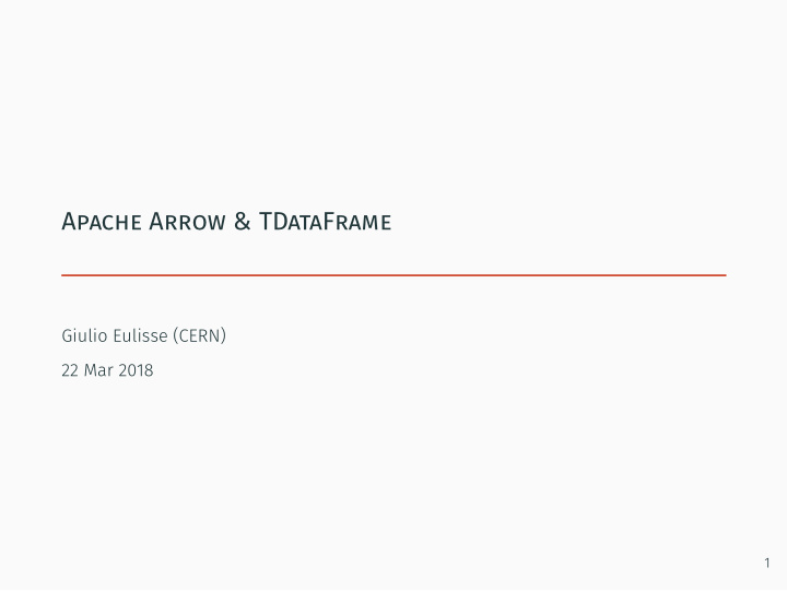 apache arrow tdataframe