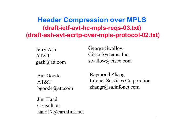 header compression over mpls