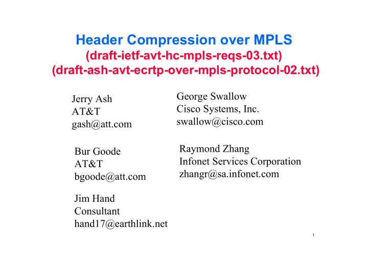 header compression over mpls