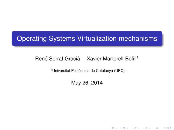 operating systems virtualization mechanisms