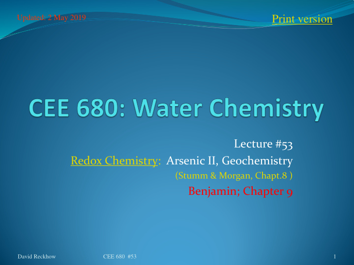 print version lecture 53 redox chemistry arsenic ii