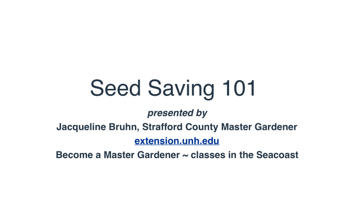 seed saving 101