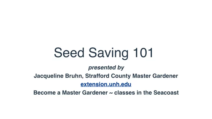 seed saving 101