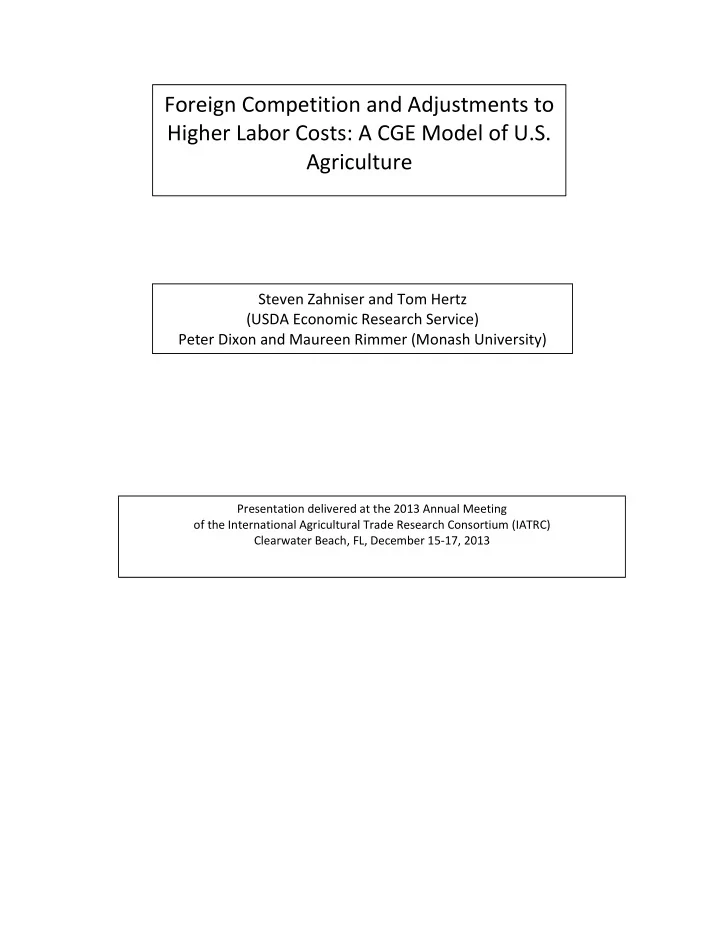foreign competition and adjustments to higher labor costs