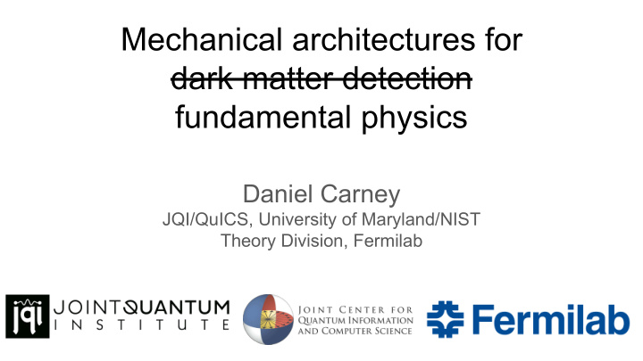 mechanical architectures for dark matter detection