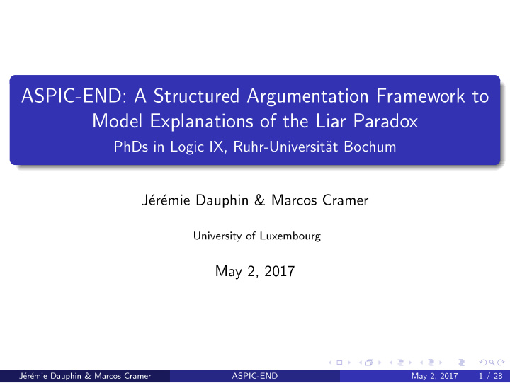 aspic end a structured argumentation framework to model