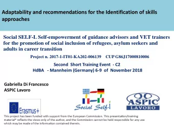Adaptability and recommendations for the Identification of skills  approaches  Social SELF-I.