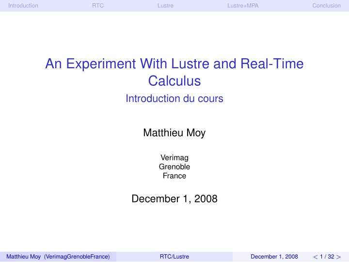 an experiment with lustre and real time calculus