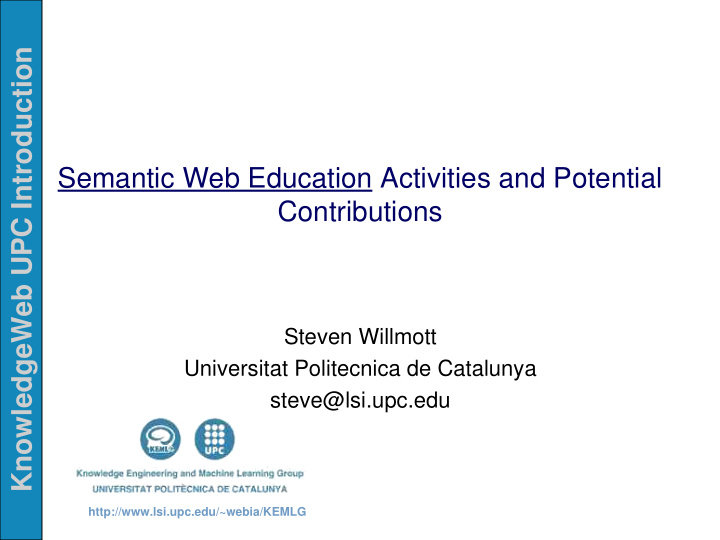 knowledgeweb upc introduction semantic web education