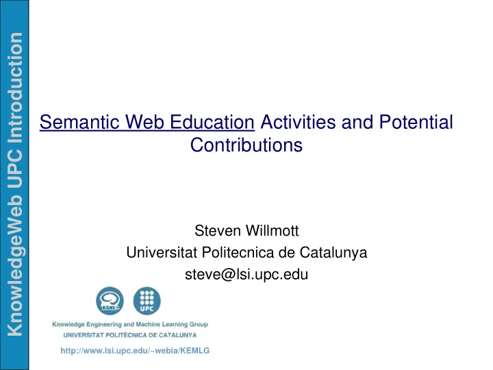 knowledgeweb upc introduction semantic web education