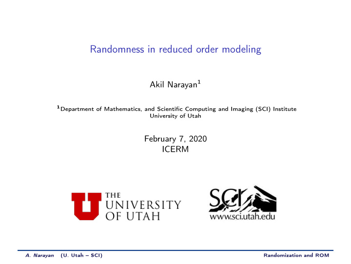 randomness in reduced order modeling