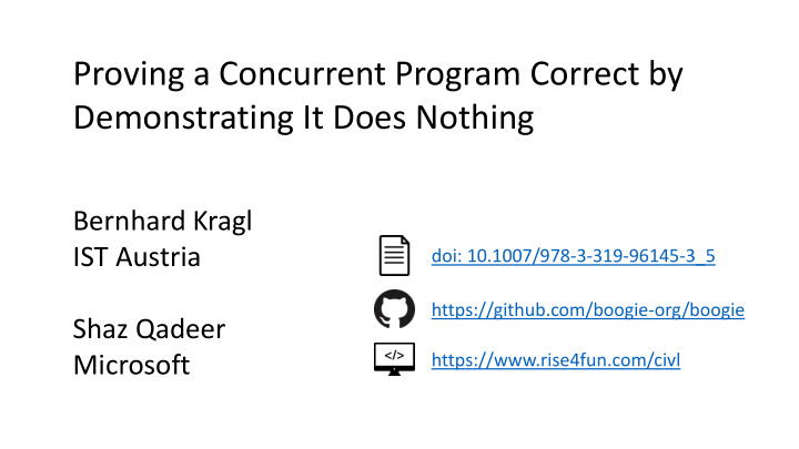 proving a concurrent program correct by