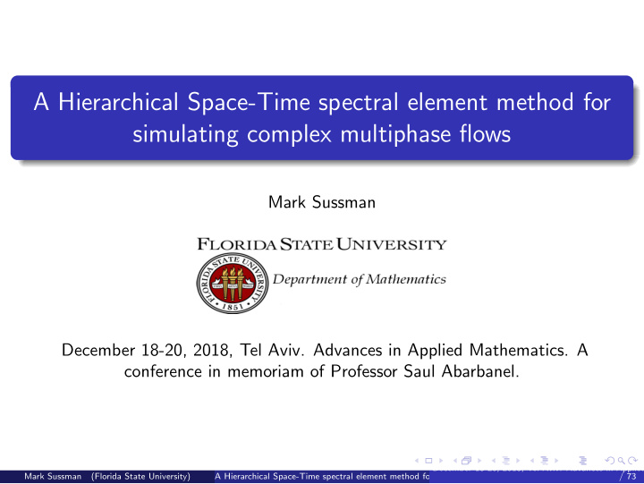 a hierarchical space time spectral element method for