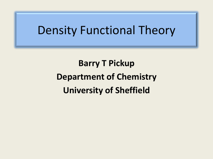 density functional theory