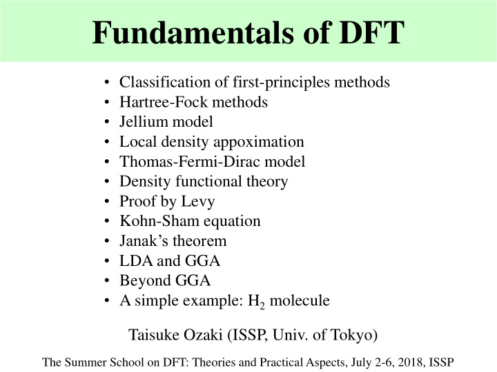 fundamentals of dft