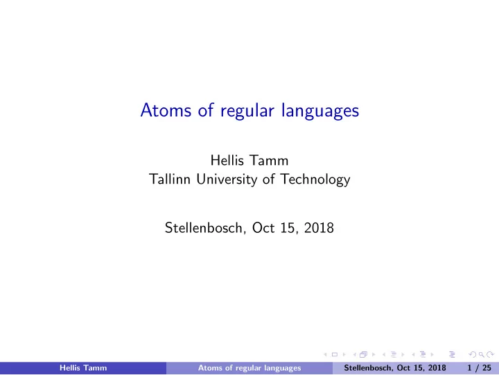 atoms of regular languages