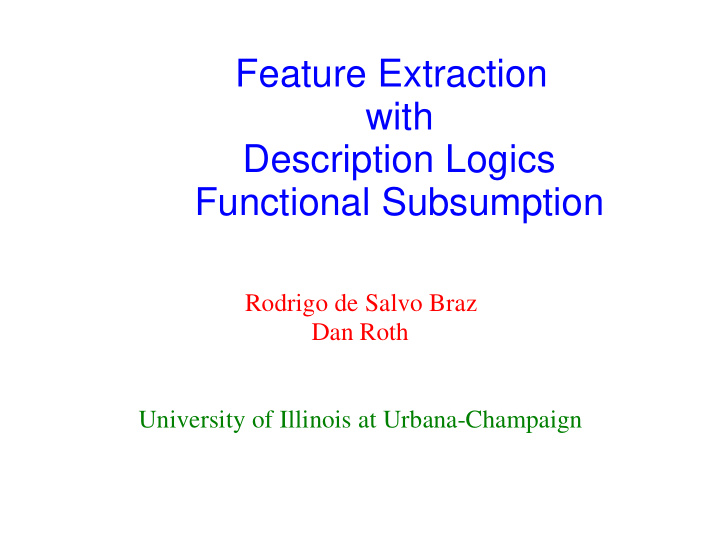 feature extraction with description logics functional