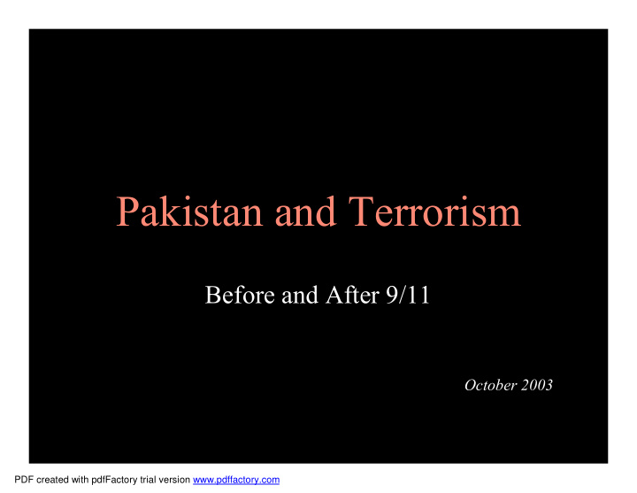 pakistan and terrorism