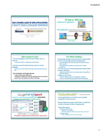 5/18/2010  Traditional PC application  Shuo Chen  Rui Wang, XiaoFeng Wang and Kehuan Zhang  Web