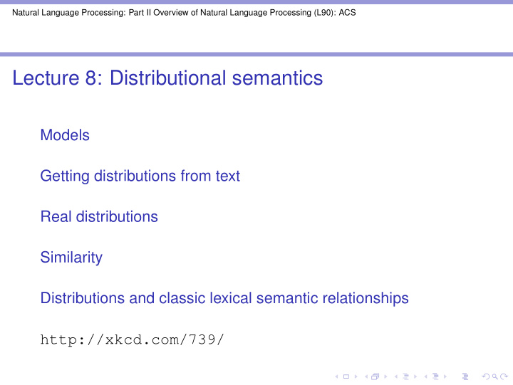 lecture 8 distributional semantics