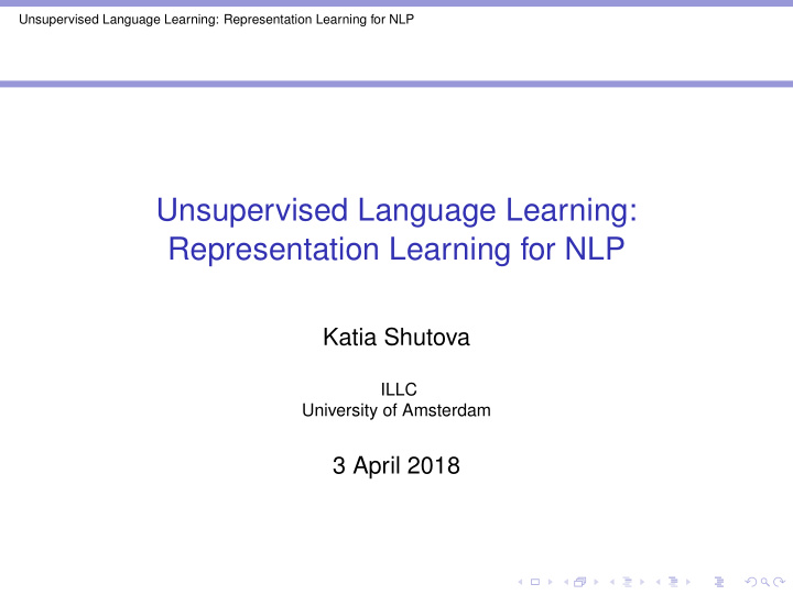 unsupervised language learning representation learning