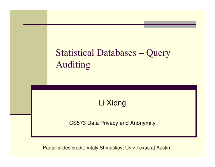 statistical databases query auditing