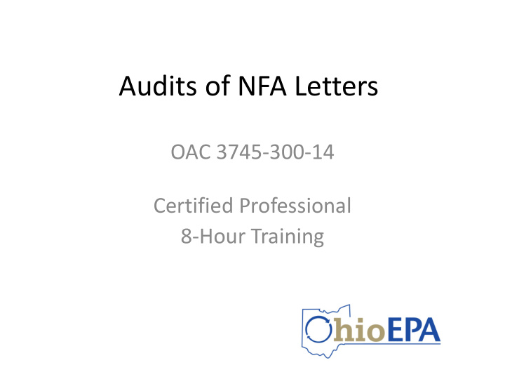 audits of nfa letters