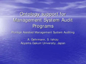 Ontology support for  Ontology support for  Management System Audit  Management System Audit