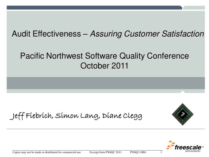 audit effectiveness assuring customer satisfaction