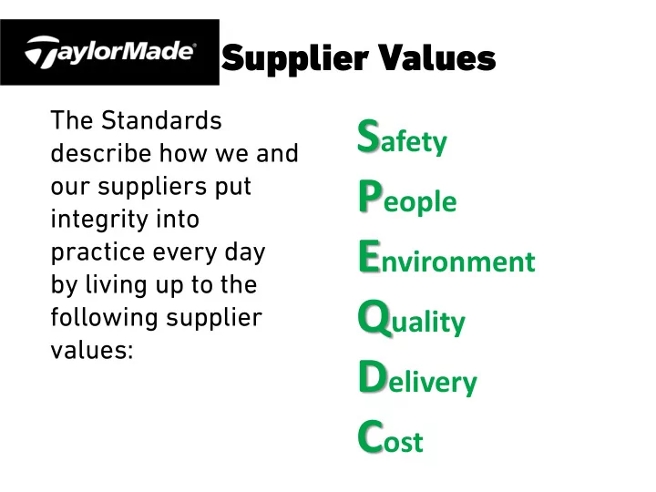 tm standards deliverables