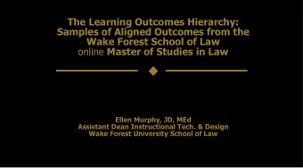 WFU LAW  Samples of Aligned Outcomes from the  Wake Forest School of Law online Master of Studies