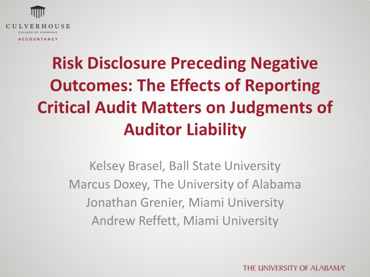 risk disclosure preceding negative outcomes the effects