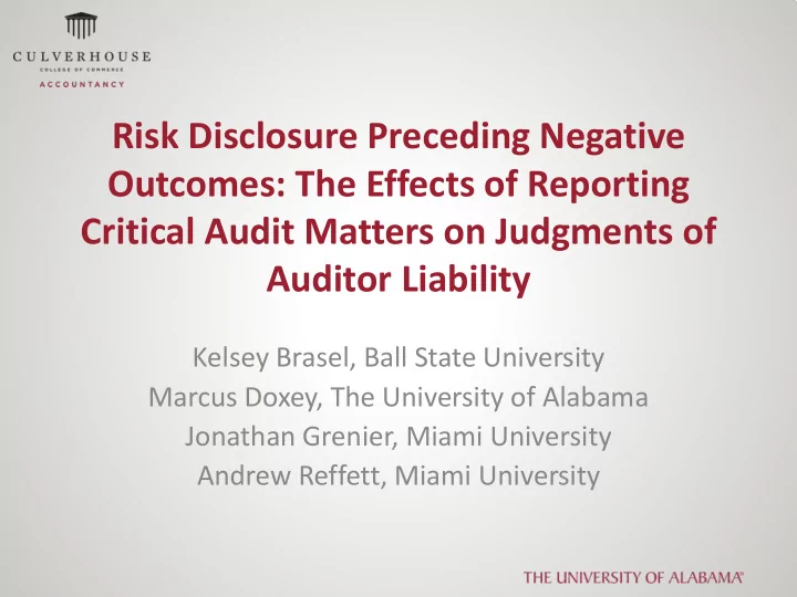 risk disclosure preceding negative outcomes the effects