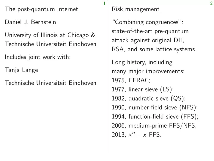 the post quantum internet risk management daniel j