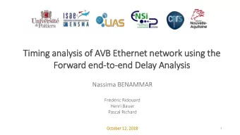 Tim  iming analysis of  f AVB Ethernet network usin  ing the  Forward end-to  to-end Dela  lay