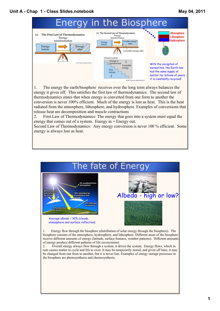 energy in the biosphere