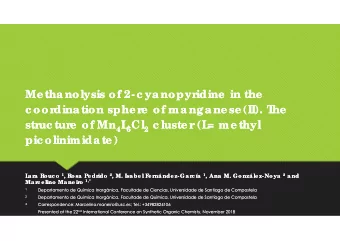 Me thanolysis of 2-c yanopyr  Me thanolysis of 2-c yanopyr  idine  in the  idine  in the  c oor  c