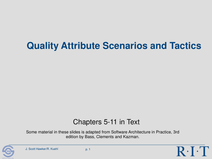 quality attribute scenarios and tactics