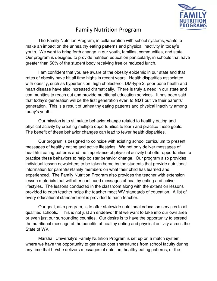family nutrition program
