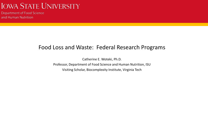 food loss and waste federal research programs