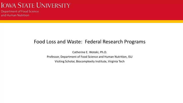 food loss and waste federal research programs