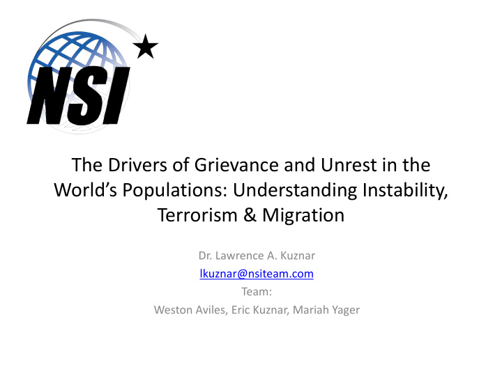 the drivers of grievance and unrest in the world s